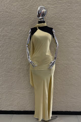 Vestido Largo Satinado Amarillo