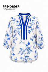 Blusa Print Flores Azul