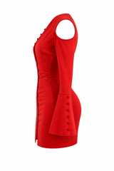 Vestido Rojo de Botones al Centro