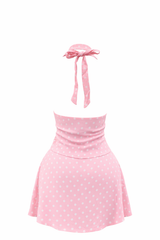 Set Chaleco y Falda Polka Rosa