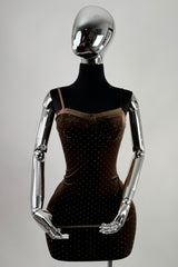 Vestido Terciopelo Rhinestone Cafe