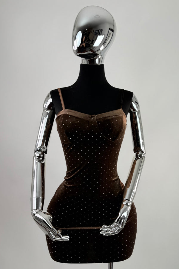 Vestido Terciopelo Rhinestone Cafe