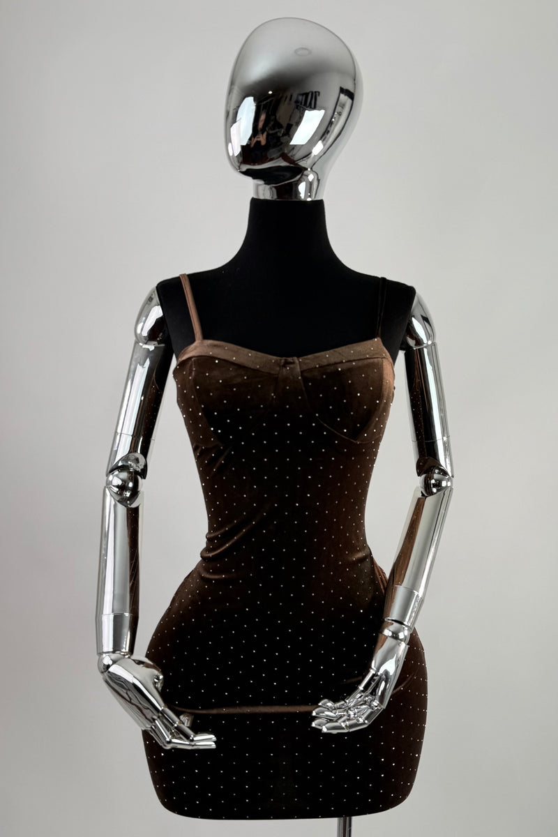 Vestido Terciopelo Rhinestone Cafe