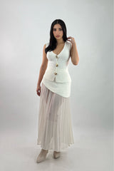 Set Blusa y Falda Crochet Blanco