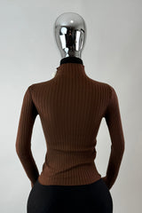 Blusa Cuello Tortuga Tela Punto Cafe