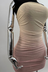 Vestido Corto Ruched Desvanecido Amarillo