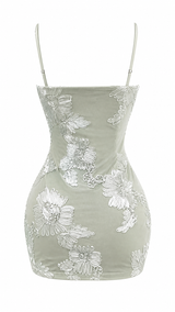 Vestido Corto Estampado Floreado Menta