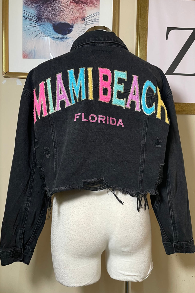 Chamarra Denim Negro Miami Beach