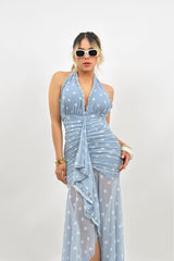 Vestidi Midi Polka Azul
