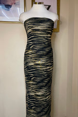 Vestido Midi Mesh Zebra Print Mostaza