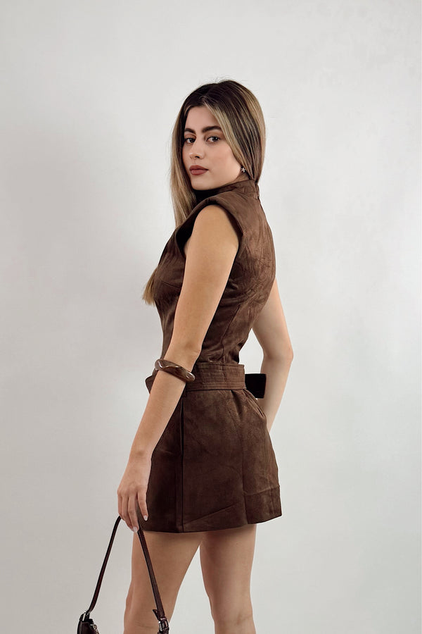 Vestido Corto Velvet Espresso