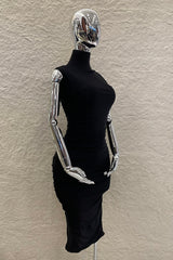 Vestido Midi Ruched Negro