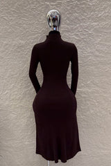 Vestido Midi Tela Sweater Cafe