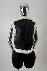 Chaleco Vinipiel Faux Fur Negro