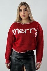 Sweater Bordado Blanco Merry Rojo