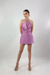 Vestido Satinado Polka Dots Rosa