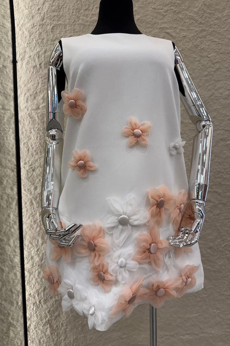 Vestido App de Flores Blanco