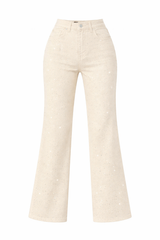 Pantalon Rhinestone Wide Leg Ivory