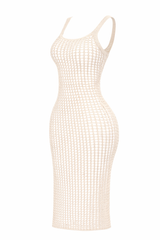 Vestido Largo Crochet Beige
