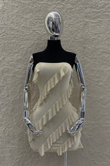 Vestido Beige con Olanes