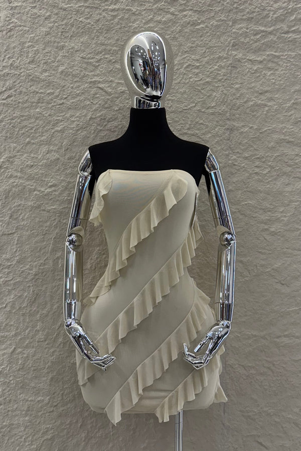 Vestido Beige con Olanes