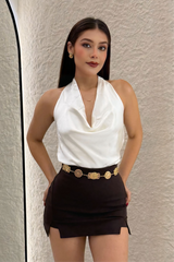 Falda Corta Abertura al Frente Cafe