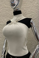 Blusa App Dorada Halter Beige