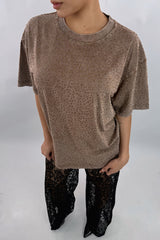 Playera Oversize Rhinestone Cafe