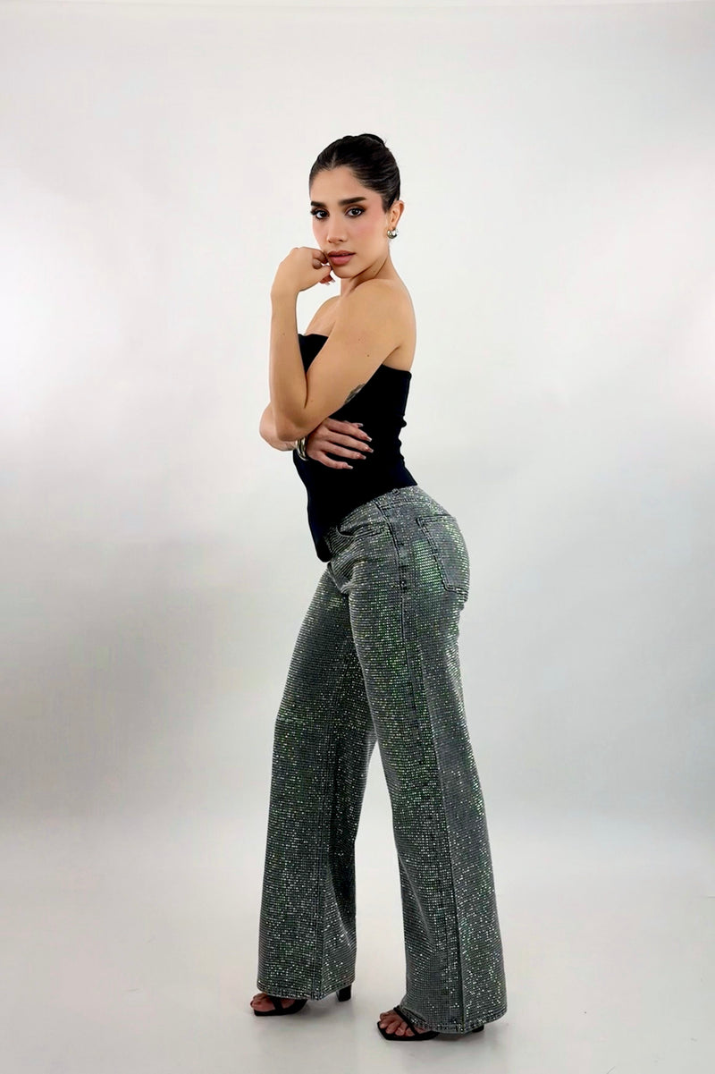 Pantalon Rhinestone Gris