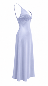 Vestido Largo Satinado Lavanda