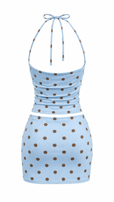 Set Top y Falda Polka Azul