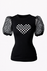 Blusa Corazon de Lentejuela Negra