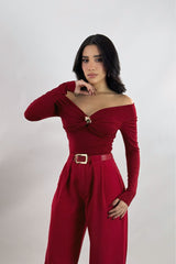 Blusa Brillosa App Dorada Roja
