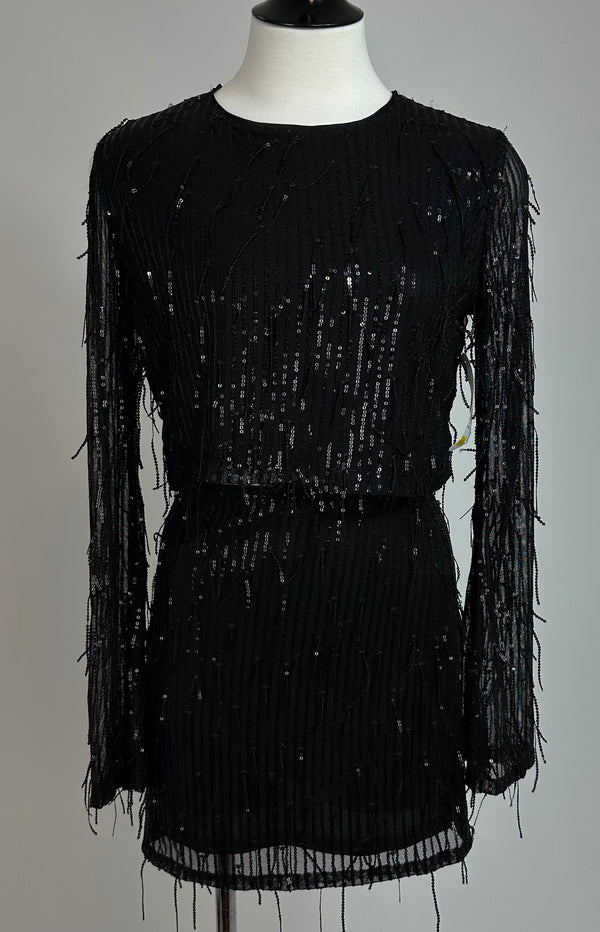 Set de Falda Con Top Manga Larga Negro