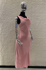 Vestido Midi Satin Rosa