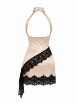 Set Asimetrico Lace con Satin Beige