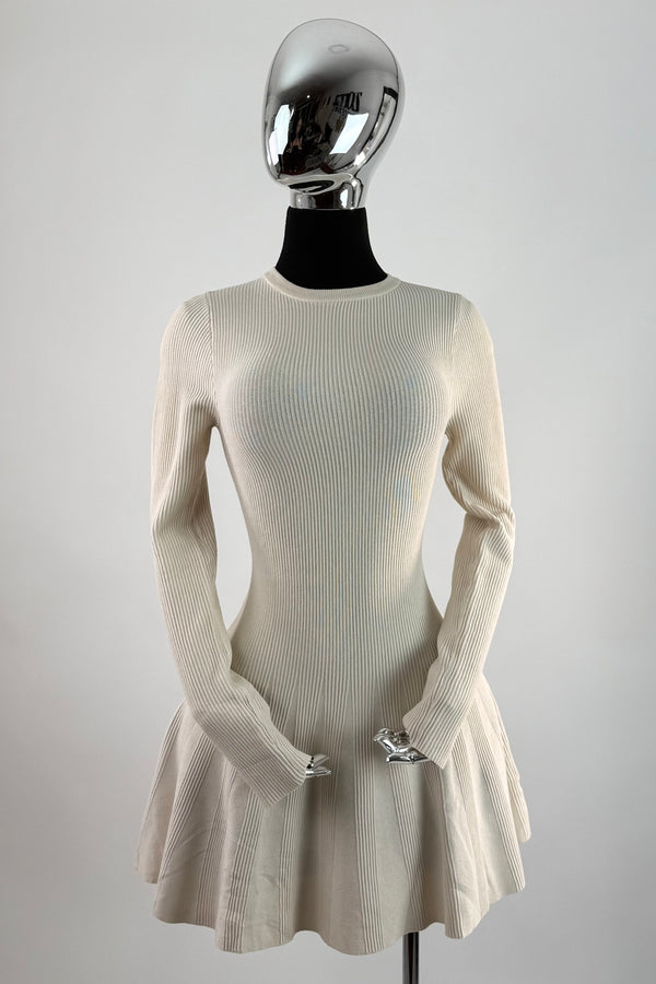 Vestido Sweater Manga Larga Beige