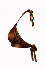 Crop Top Halter Satinado Cafe