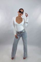 Pantiblusa Cuello V Manga Larga Blanca