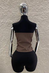 Chaleco Strapless App de Bolsa Cafe