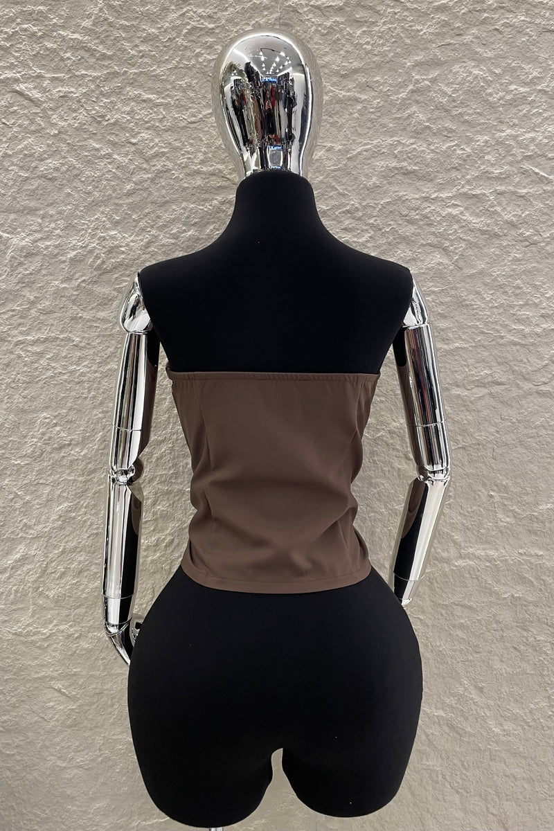 Chaleco Strapless App de Bolsa Cafe