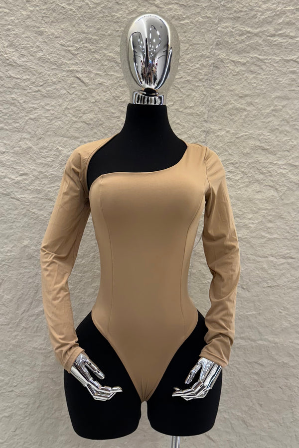 Pantiblusa Asimetrica Manga Larga Beige