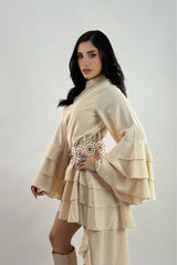 Vestido Olanes Manga Larga Beige