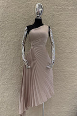 Vestido Midi Abertura en Cintura Beige