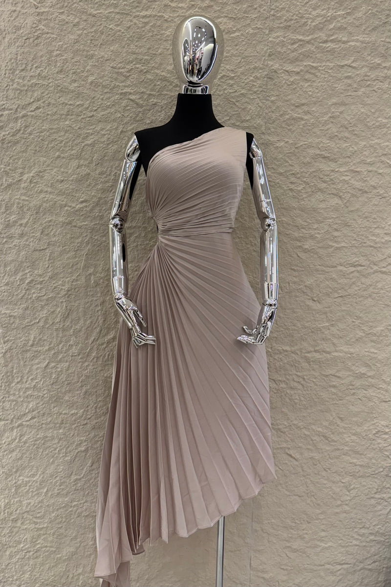 Vestido Midi Abertura en Cintura Beige