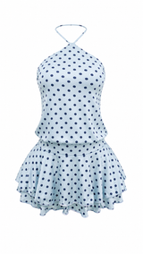 Vestido Halter Corto Polka Azul