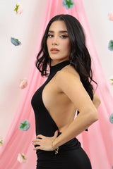 Vestido Corto Halter Negro