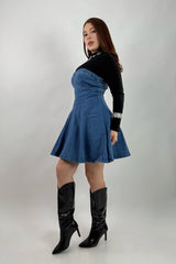 Vestido Strapless Volado Denim