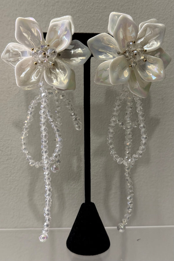 Aretes Flower White