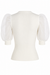 Blusa Blanca Con Mangas Bombachas
